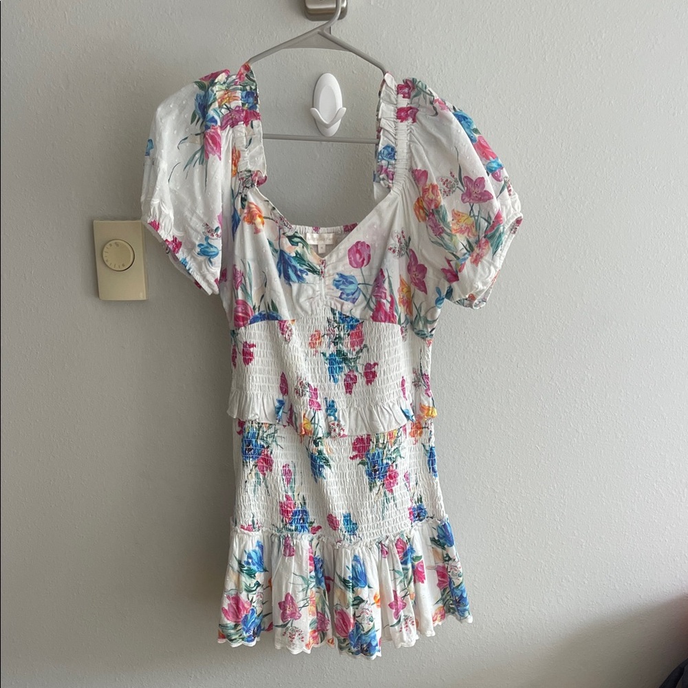 LoveShackFancy White Floral Mini Dress